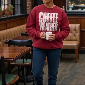 Red 'Coffee Weather' Sweatshirt